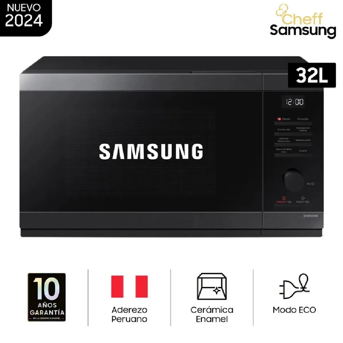 SAMSUNG - Microondas Samsung 32L Acero Inoxidable Negro - MS32DG4504AGPE