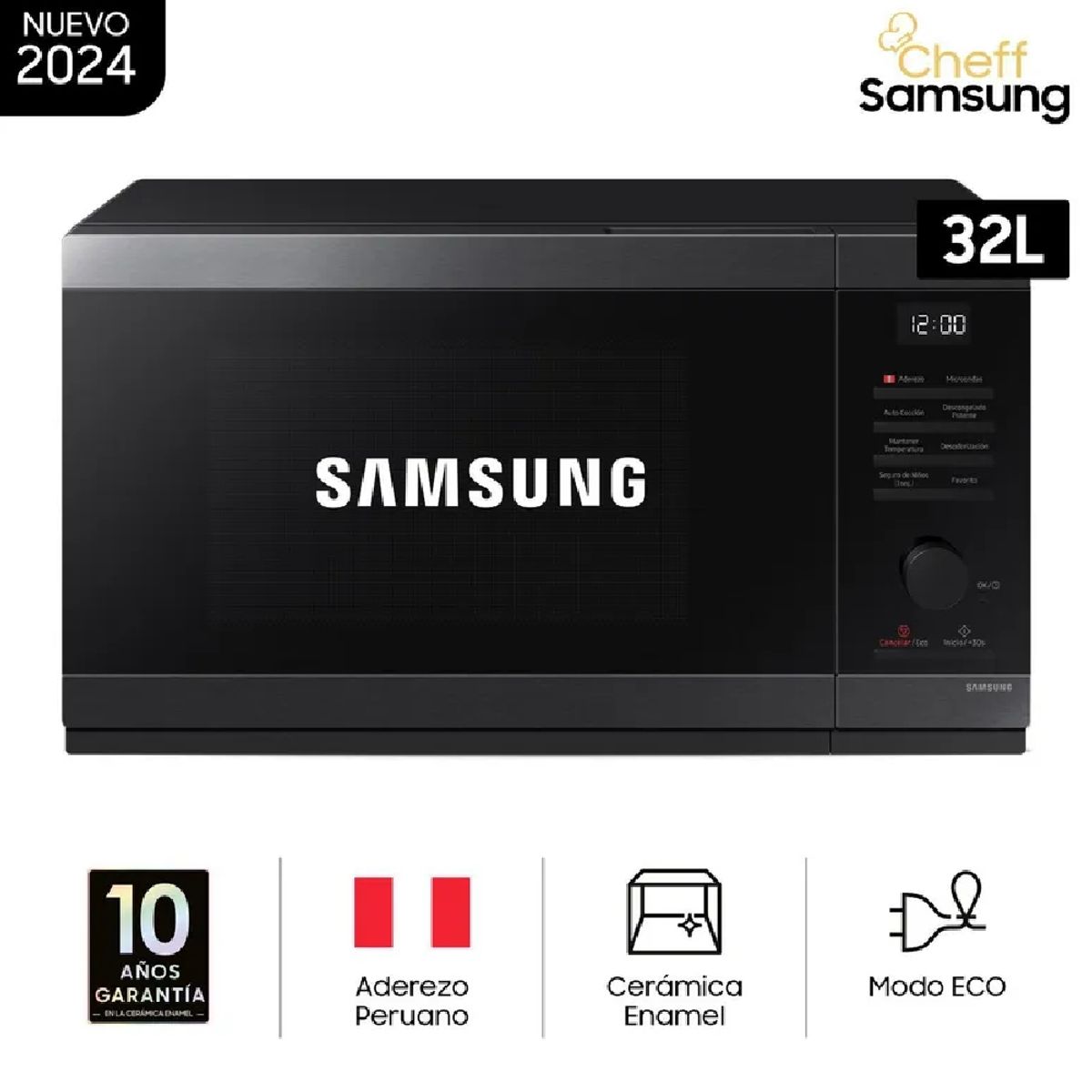 SAMSUNG - Microondas Samsung 32 L Acero Inoxidable Negro - MS32DG4504AGPE