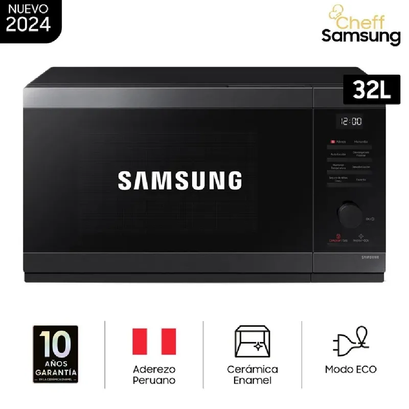 SAMSUNG - Microondas Samsung 32 L Acero Inoxidable Negro - MS32DG4504AGPE