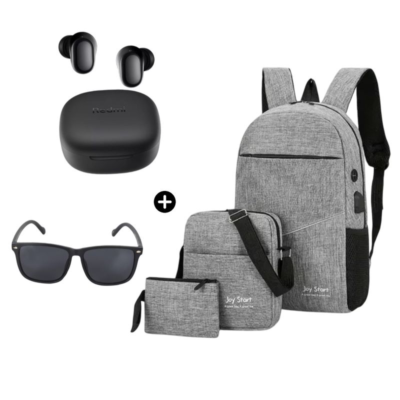 XIAOMI - Audífono Xiaomi Redmi Buds 6 Play BT Negro + Mochila 3en1 Joy Star Gris + lentes