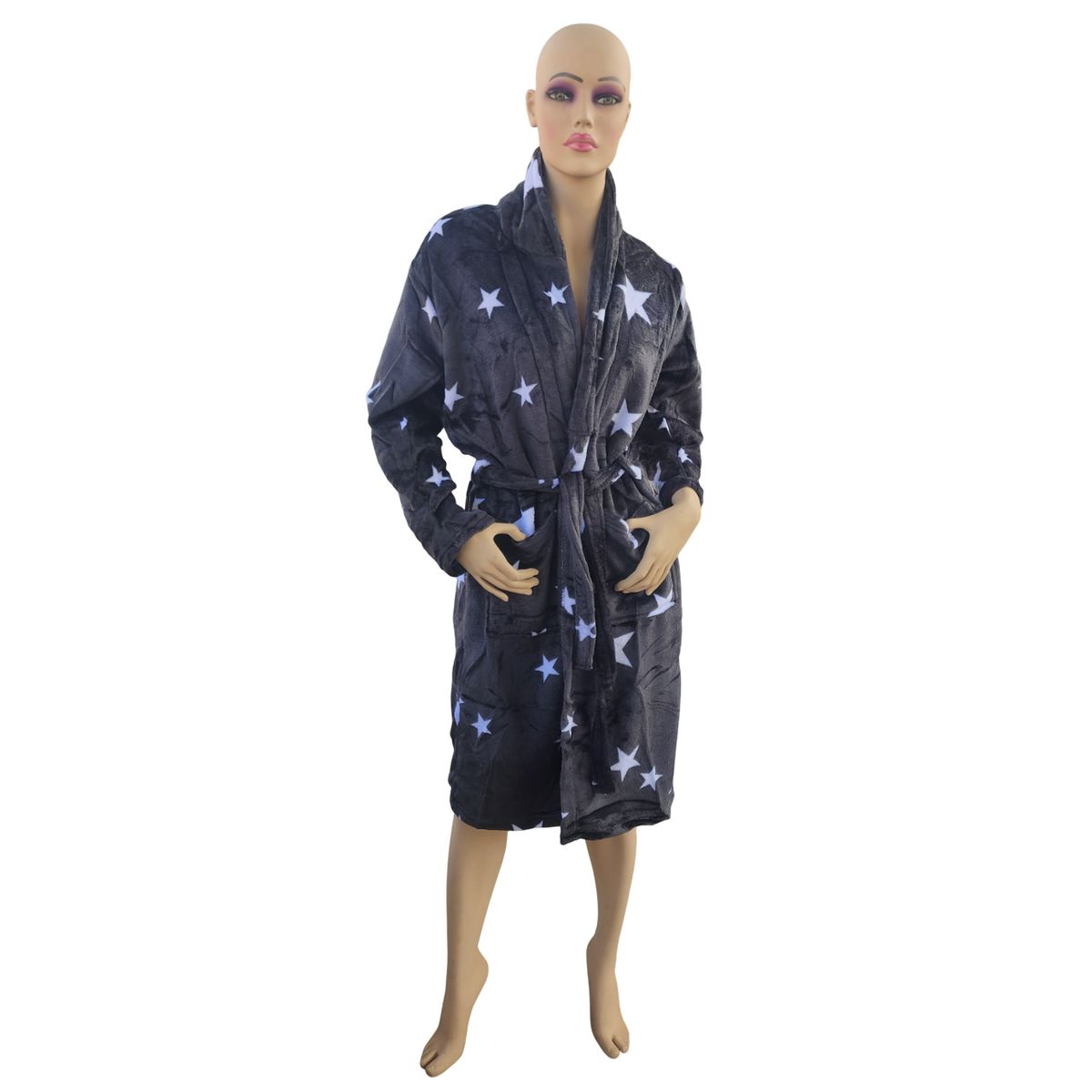 GENERICO - Bata de baño Toalla suave con bolsillo - Negro estrella