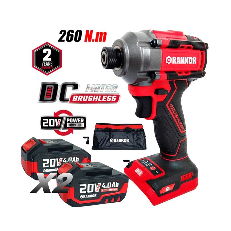 RANKOR - ATORNILLADOR DE IMPACTO RANKOR 1 /4" RLIS20001 20V 2BAT BRUSHLESS