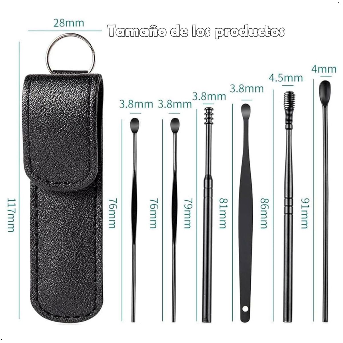 GENERICO - Limpiador Oido Set 6 Herramientas De Acero Pack X 2 Unid