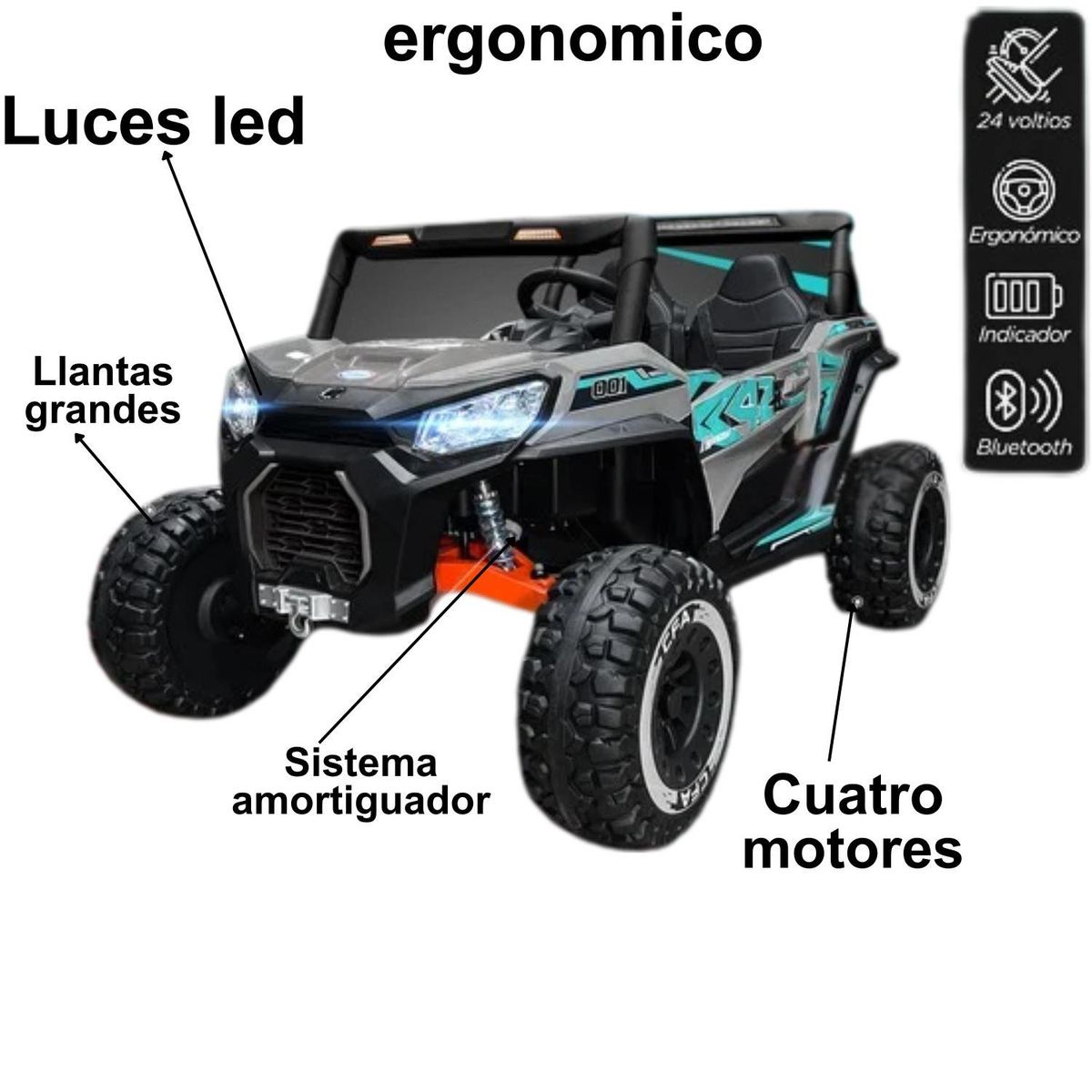 GENERICO - Camioneta Todo Terreno para niñas de 24 V 4x4 Maverick, UTV