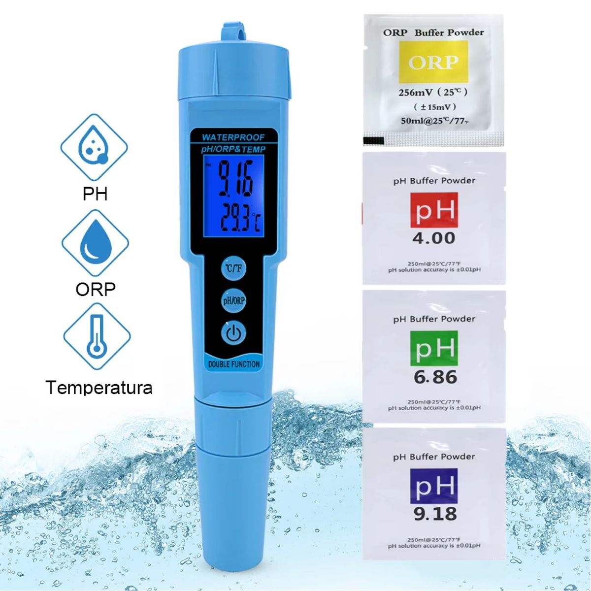 OEM - Medidor Digital de Agua 3 en 1 ORP PH Temperatura