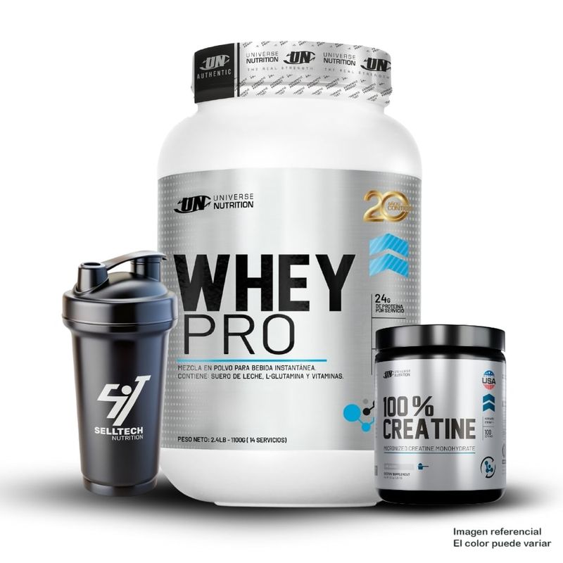 UNIVERSE NUTRITION - Whey Pro 1.1 kg Vainilla+Creatina Universe Nutrition 250Gr+Shaker