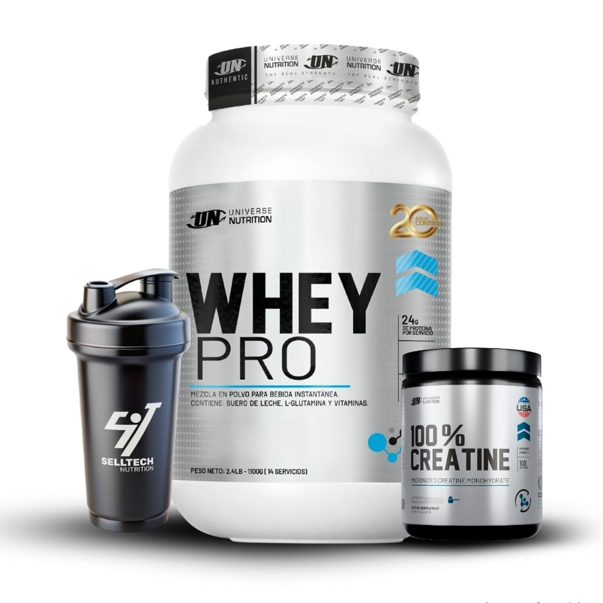 UNIVERSE NUTRITION - Whey Pro 1.1 kg Chocolate+Creatina Universe Nutrition 250Gr+Shaker