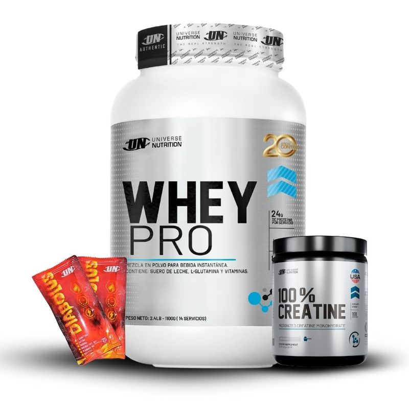 UNIVERSE NUTRITION - Whey Pro 1.1 kg Chocolate+Creatina Universe Nutrition 250Gr+2 Diabolus
