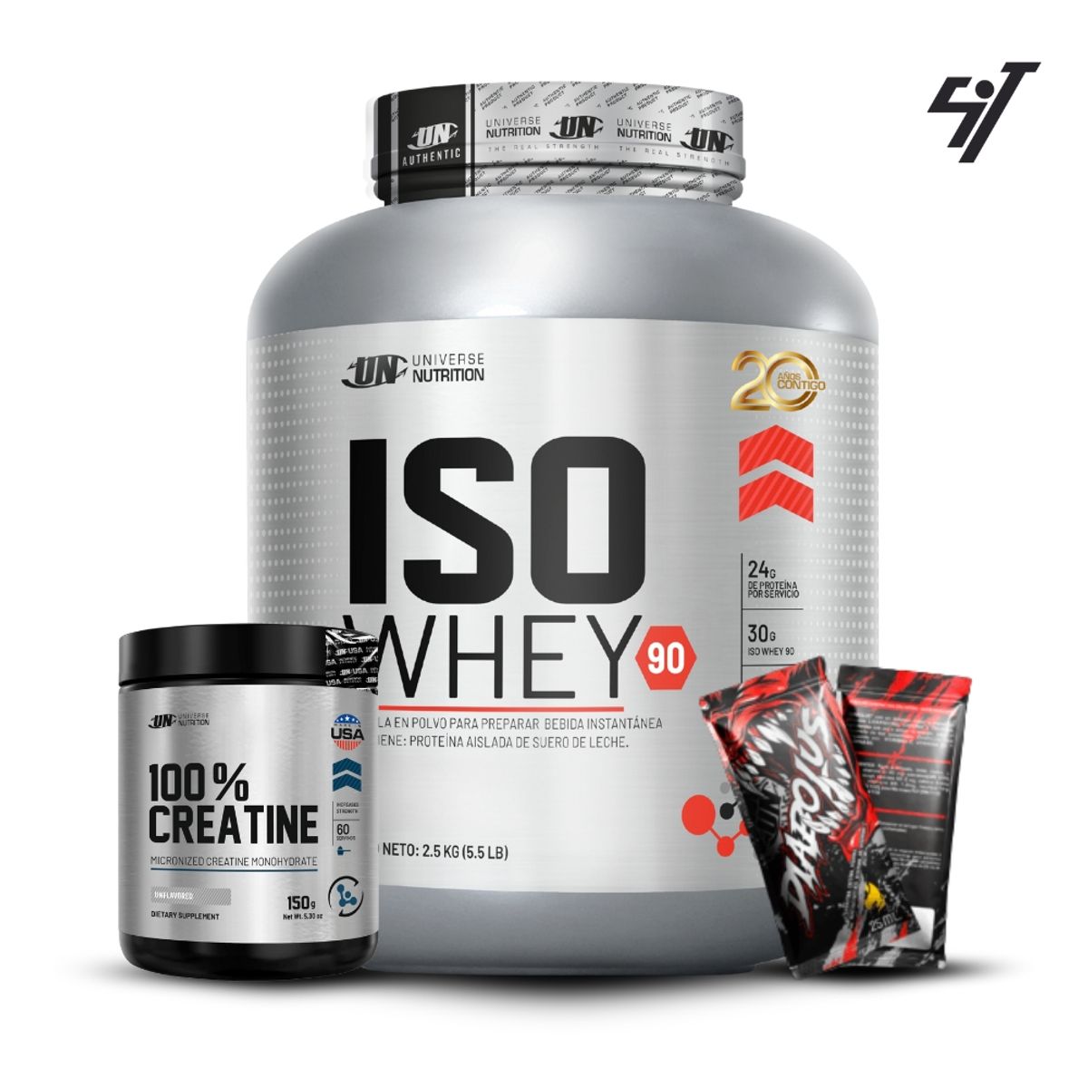 UNIVERSE NUTRITION - Iso Whey 3 kg Vainilla+Creatina Universe Nutrition 250Gr+2 Diabolus