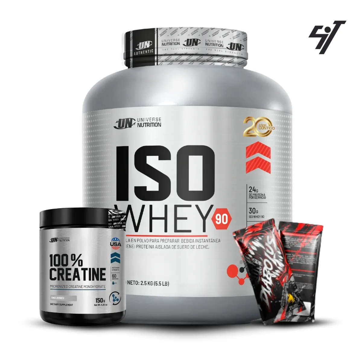 UNIVERSE NUTRITION - Iso Whey 2.5 kg Chocolate+Creatina Universe Nutrition 250Gr+2 Diabolus