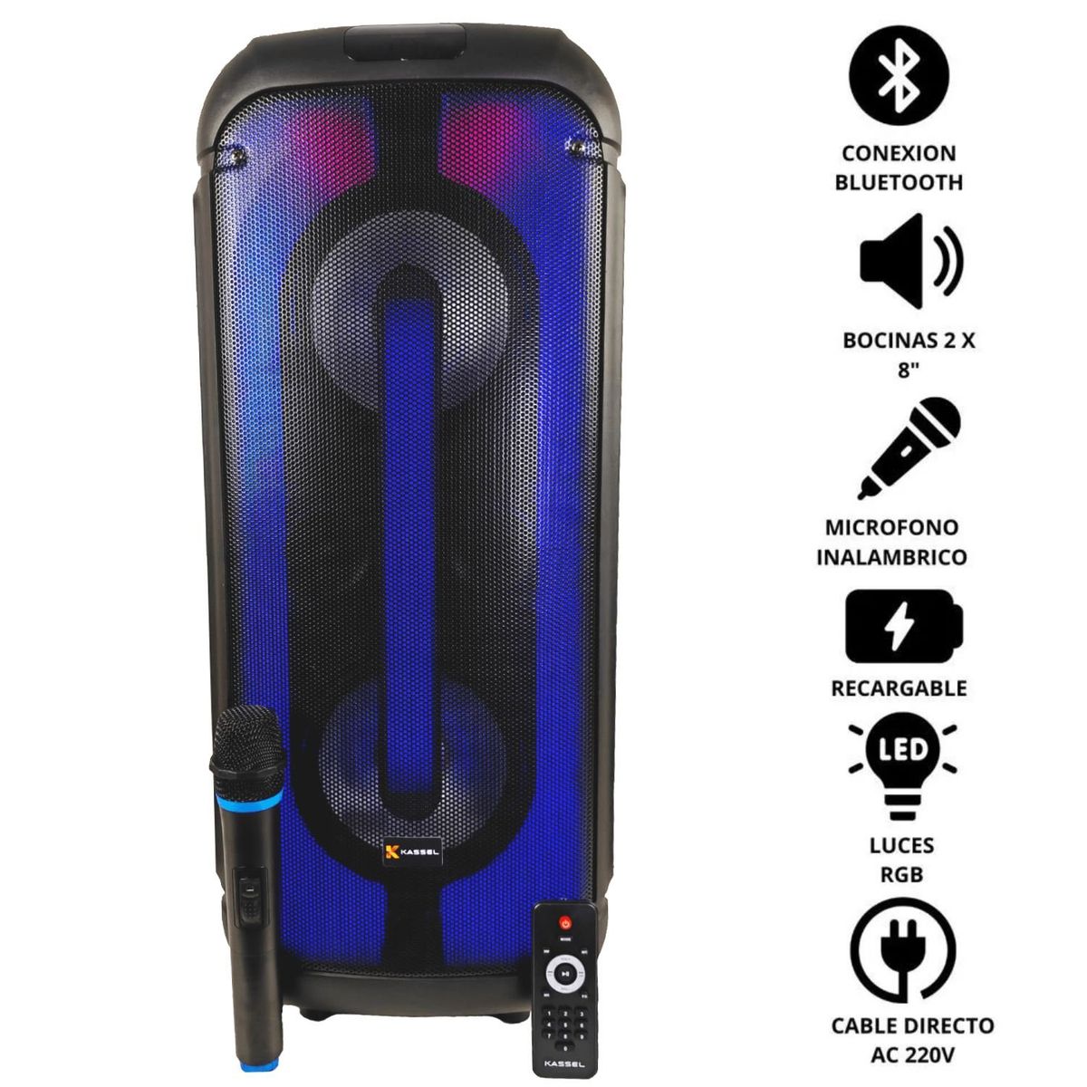 GENERICO - Torre de Sonido Portátil Kassel K2816 USB BT TWS FM + MICROFONO