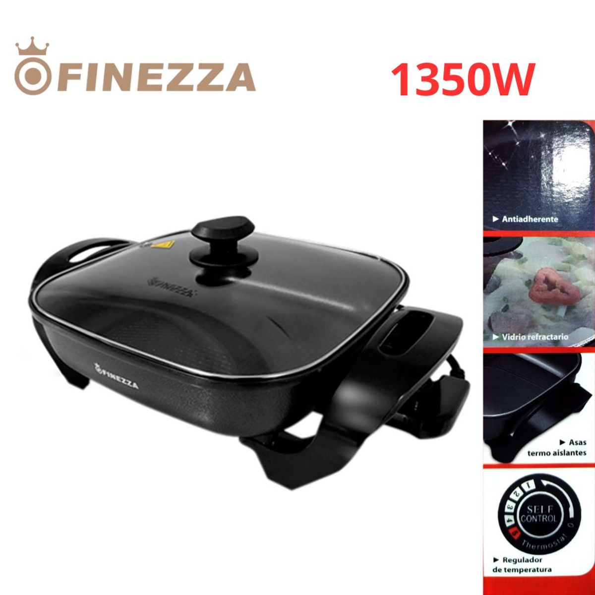 FINEZZA - Sartén Eléctrica Finezza Antiadherente con Control de Temperatura