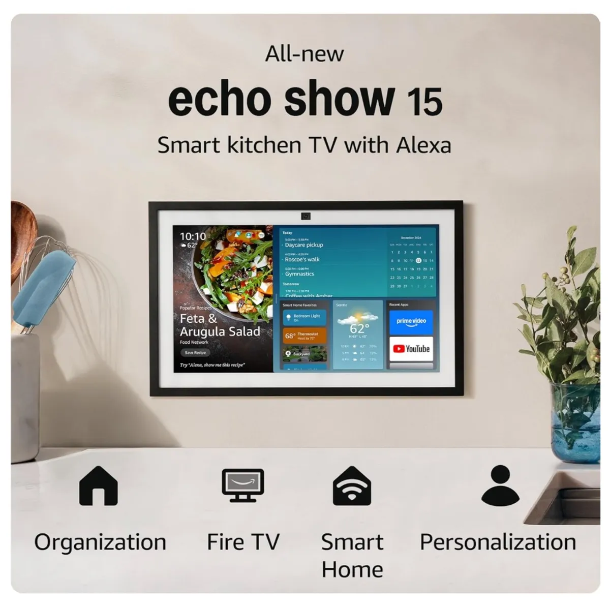 GENERICO - Echo Show 15-Full HD 15″ + echo dot 2da generación solo ingles