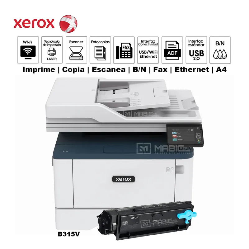 XEROX - IMPRESORA  MULTIFUNCIONAL LASER XEROX B315V WIFI USB FAX RED