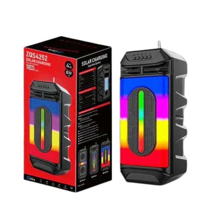 GENERICO - PARLANTE ZQS 4252 luz Led, portátil, inalámbrico,  Con carga Solar .