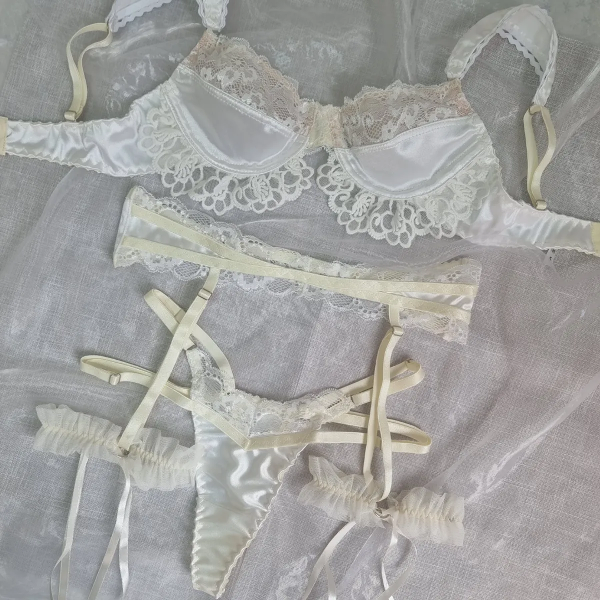 GENERICO - Set de Lencería blanco para mujer 3 pzas - ALBA