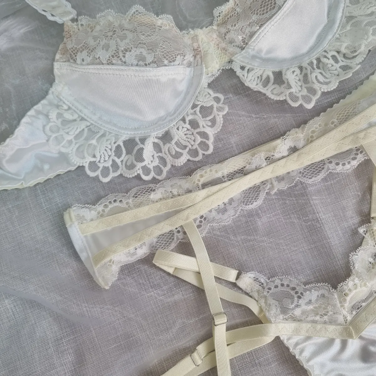 GENERICO - Set de Lencería blanco para mujer 3 pzas - ALBA