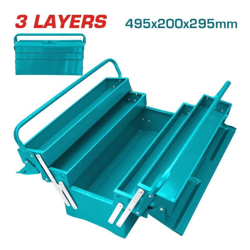 TOTAL TOOLS - Caja Porta Herramientas de Acero 3 Niveles 49.5CM -THT10701