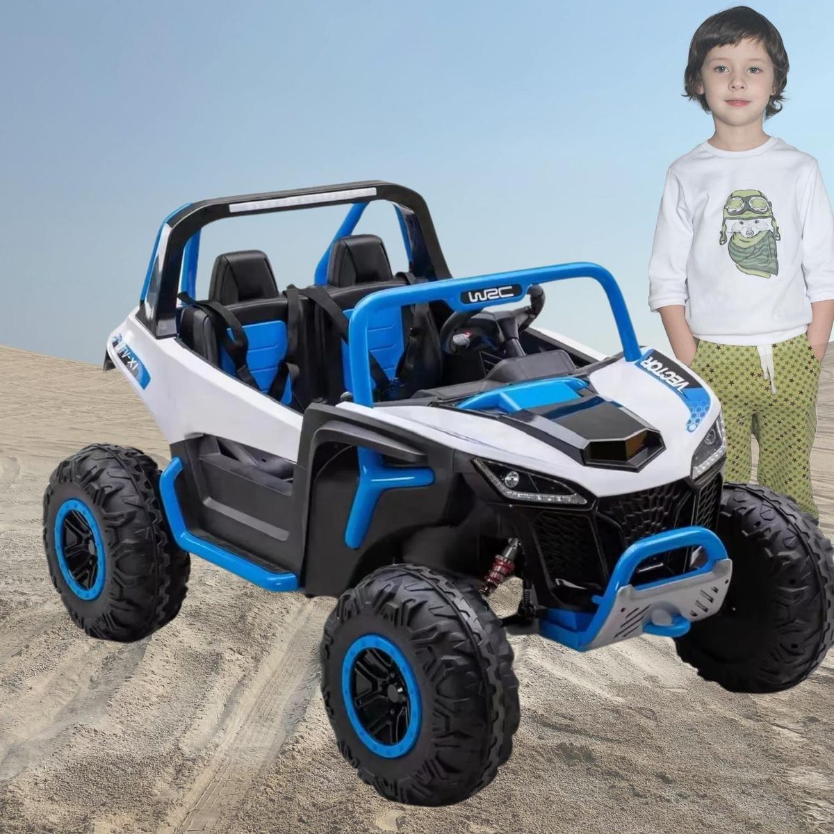 GENERICO - Veotor Arenero UTV de 24V Cuatro Motores azul