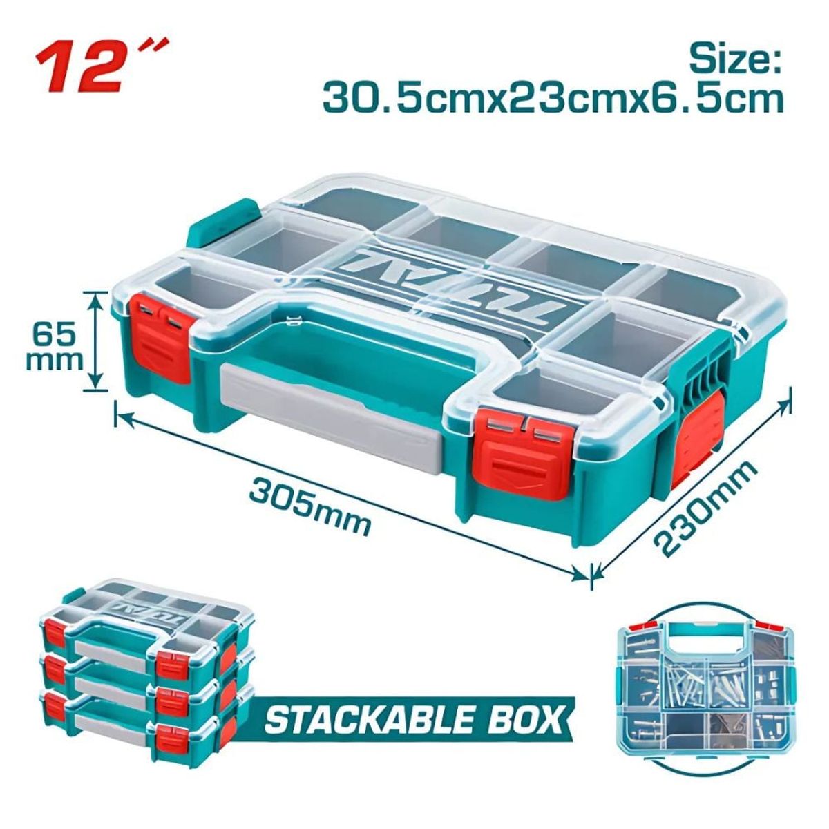 TOTAL TOOLS - Organizador PP 12 Pulgadas Apilable 305X230X65MM - TPBX1121