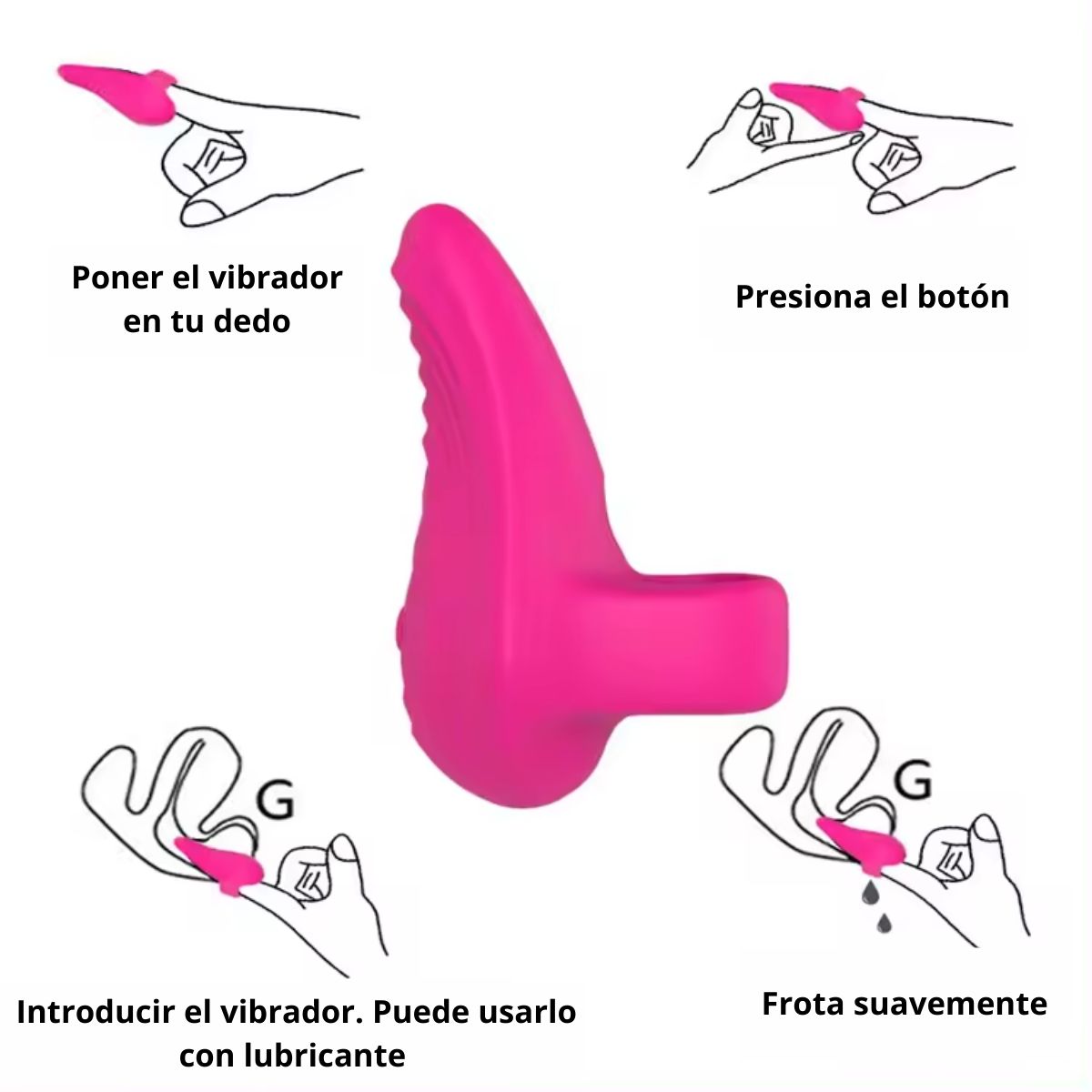 GENERICO - Vibrador de Dedo para Estimulación en Color Rosado