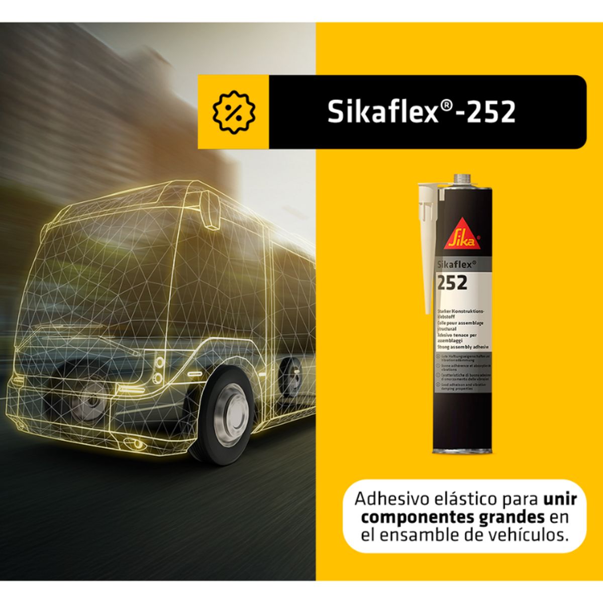 SIKA - Adhesivo estructural elástico Sikaflex 252 Blanco x 300ml
