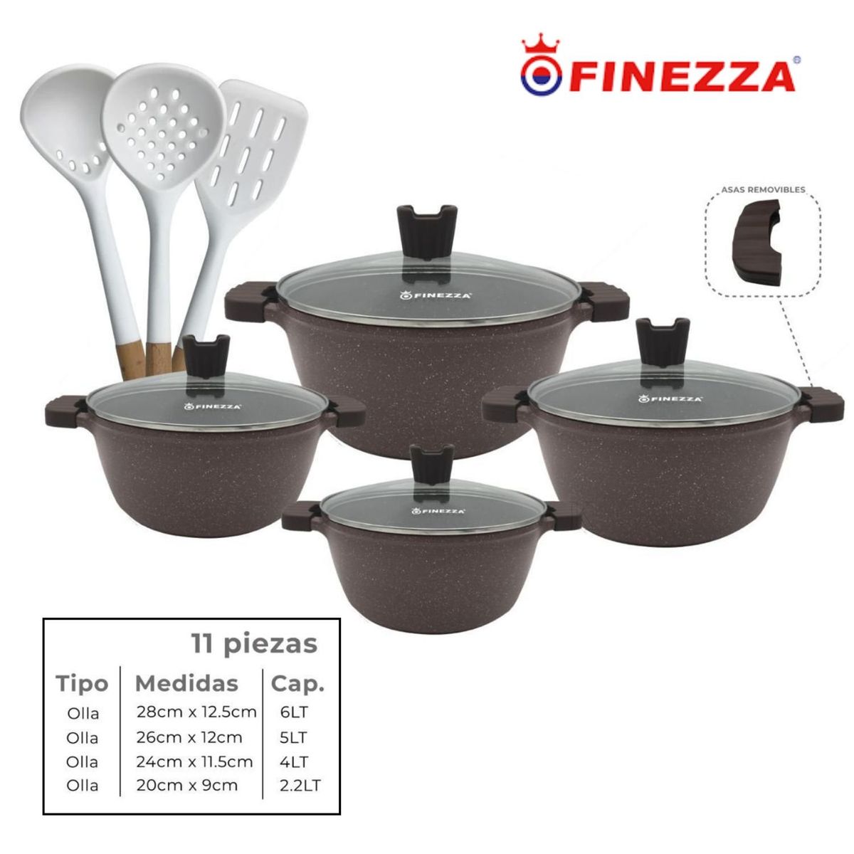 FINEZZA - JUEGO DE OLLAS FINEZZA ULTRAGRANITO 11 PIEZAS