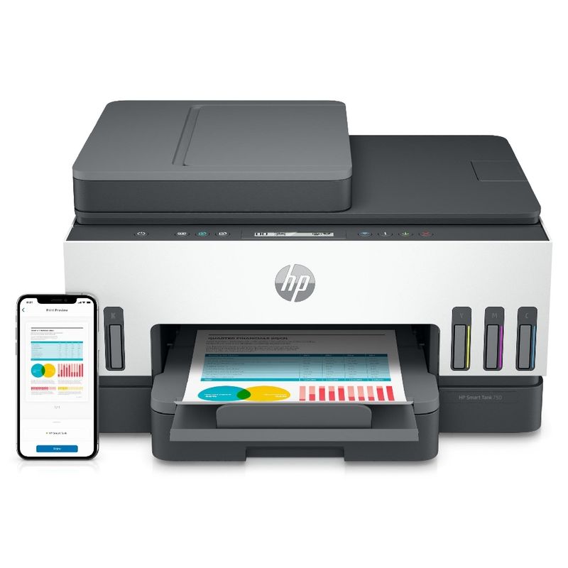 HP - Impresora Multifuncional HP Smart Tank 750 con Conectividad WiFi