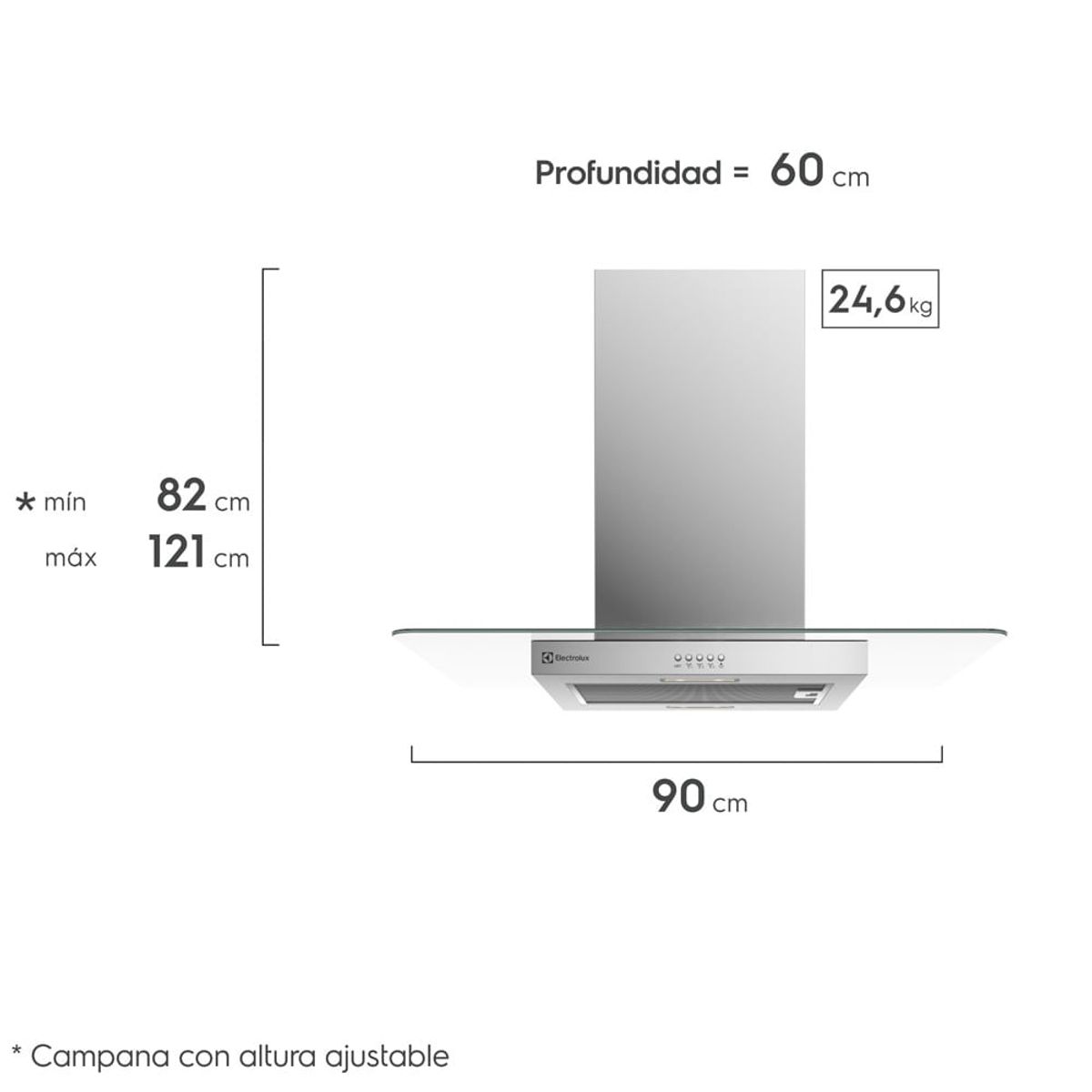 ELECTROLUX - Campana extractora de Isla 90cm Acero Inoxidable CE9IX Electrolux