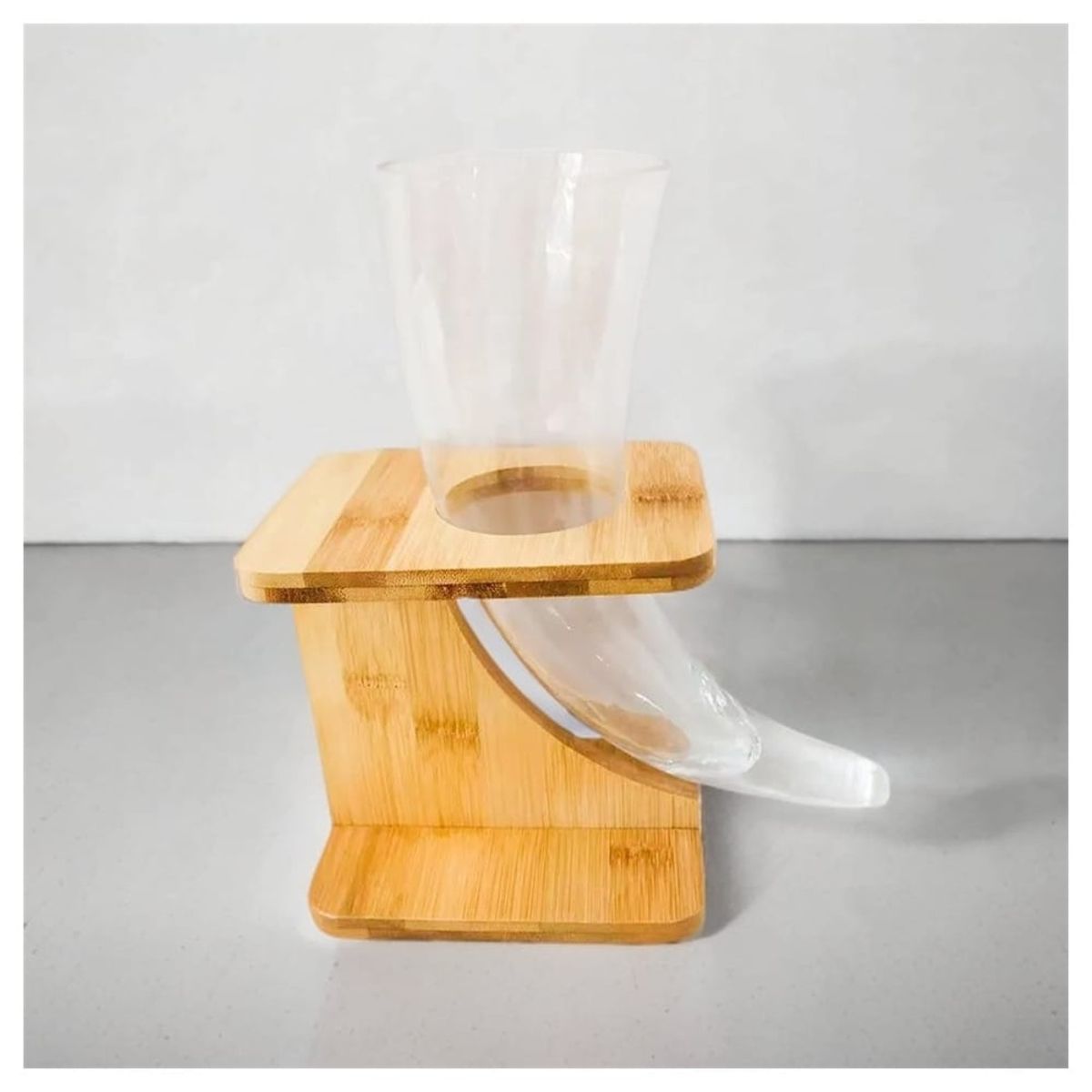 ICHIMATSU - VASO YARDA CERVECERA DE VIDRIO 550 ML CON BASE DE MADERA ICHIMATSU