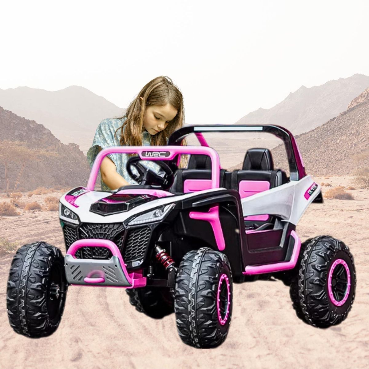 GENERICO - Veotor Arenero UTV de 24V Cuatro Motores rosado