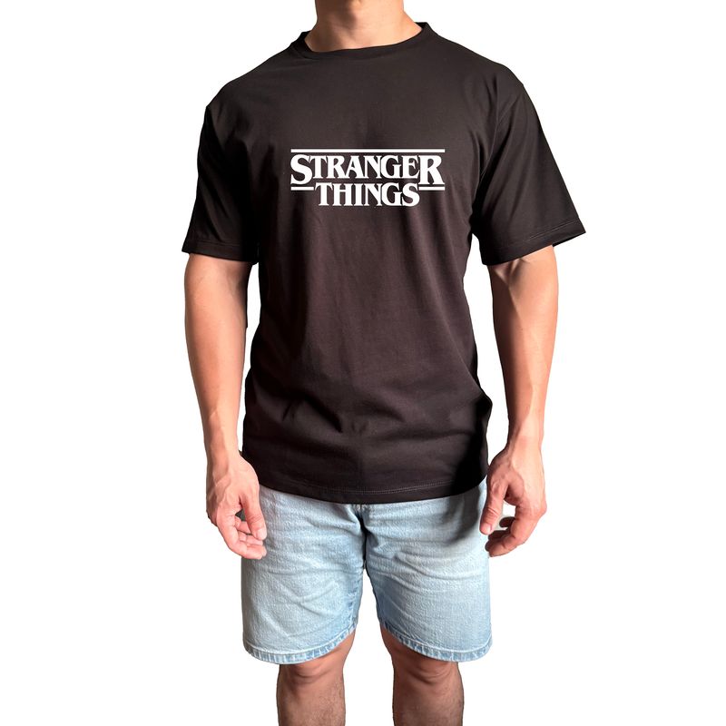 GENERICO - Polo Hombre manga corta diseño Stranger Things RED - Negro