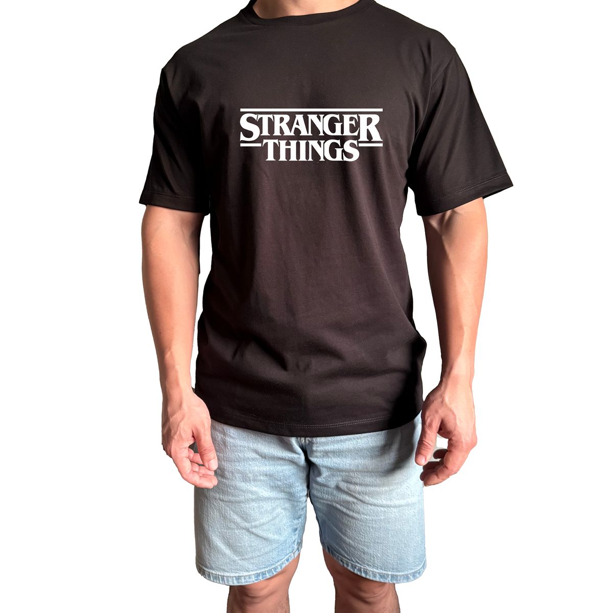 GENERICO - Polo Hombre manga corta diseño Stranger Things RED - Negro