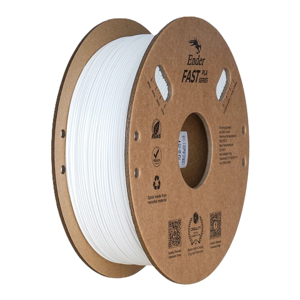 CREALITY - Filamento 3D Ender-Fast PLA 175mm 1Kg Creality Blanco