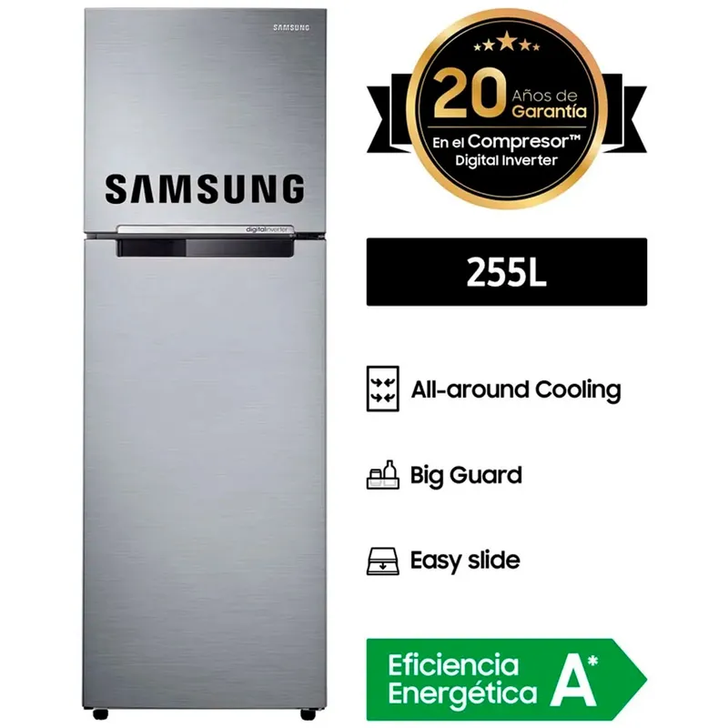 SAMSUNG - Refrigeradora SAMSUNG All Around Cooling 255Lt Plata RT25FARADS8