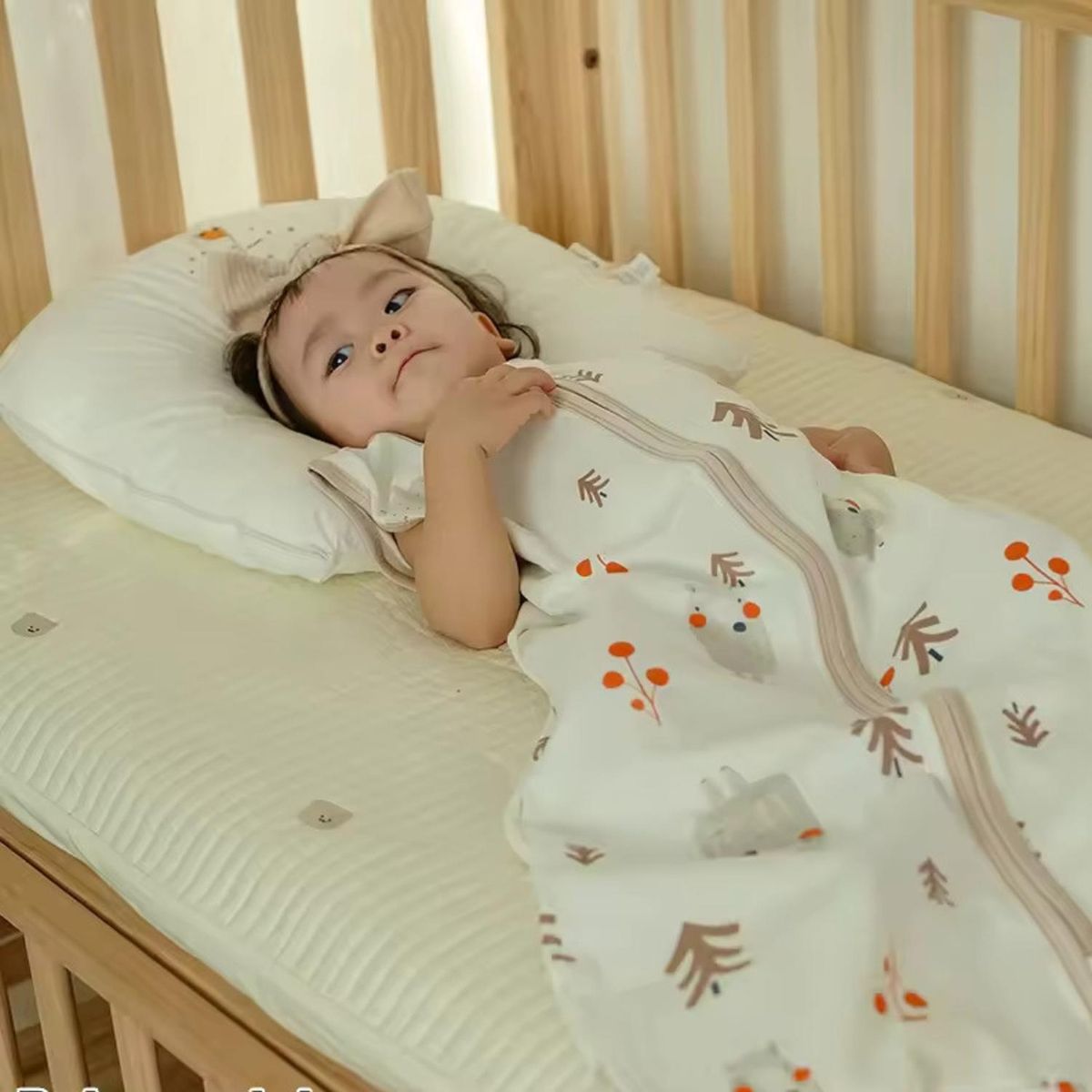 GENERICO - Saco de dormir fino - 100% algodón - Oso Plomo - Multicolor