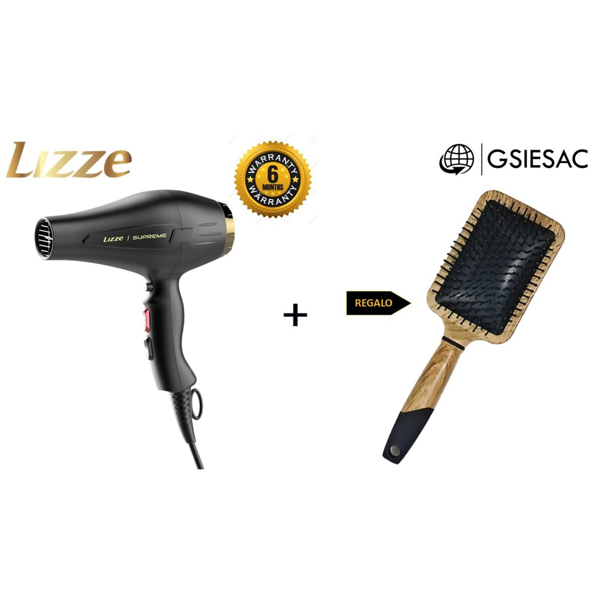 LIZZE - LIZZE PACK SECADORA SUPREME 2600W + REGALO CEPILLO DESENREDANTE PALETA