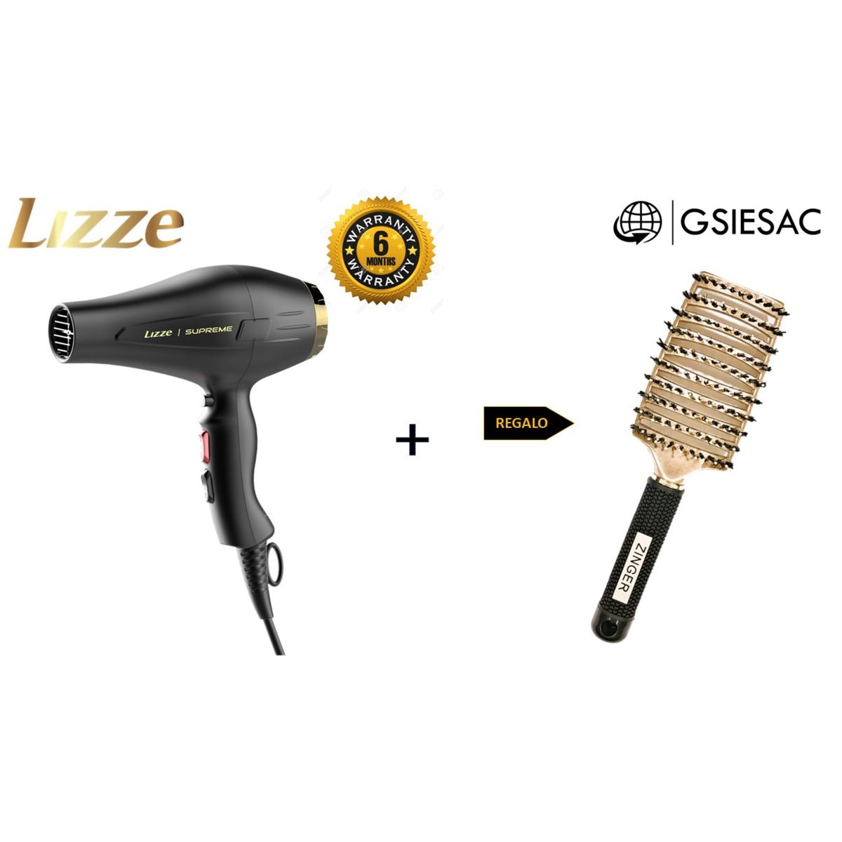 LIZZE - LIZZE PACK SECADORA SUPREME 2600W + REGALO CEPILLO ESQUELETO DORADO
