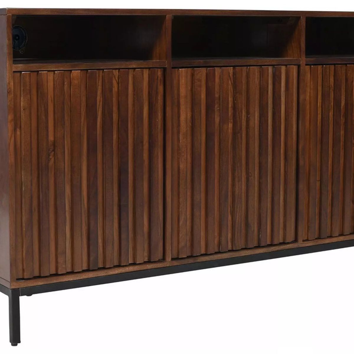 R&R MUEBLES - Aparador Moderno Mikari 3 Puertas Marron R&R MUEBLES