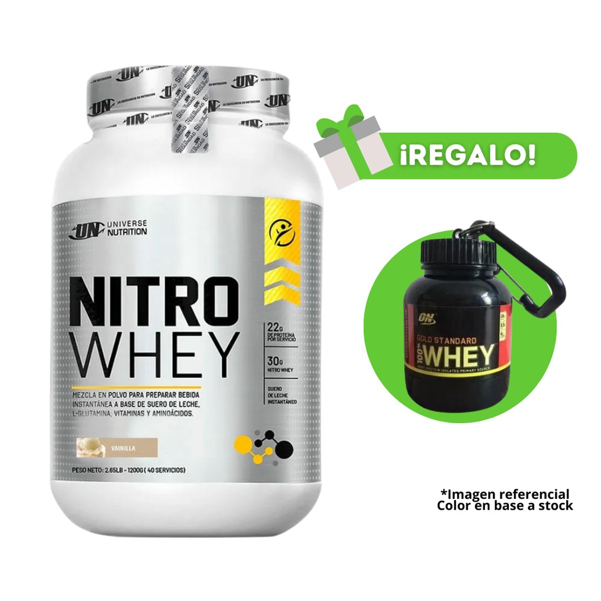 UNIVERSE NUTRITION - PROTEÍNA NITRO WHEY 1.1 KG VAINILLA + PORTAPROTEÍNA