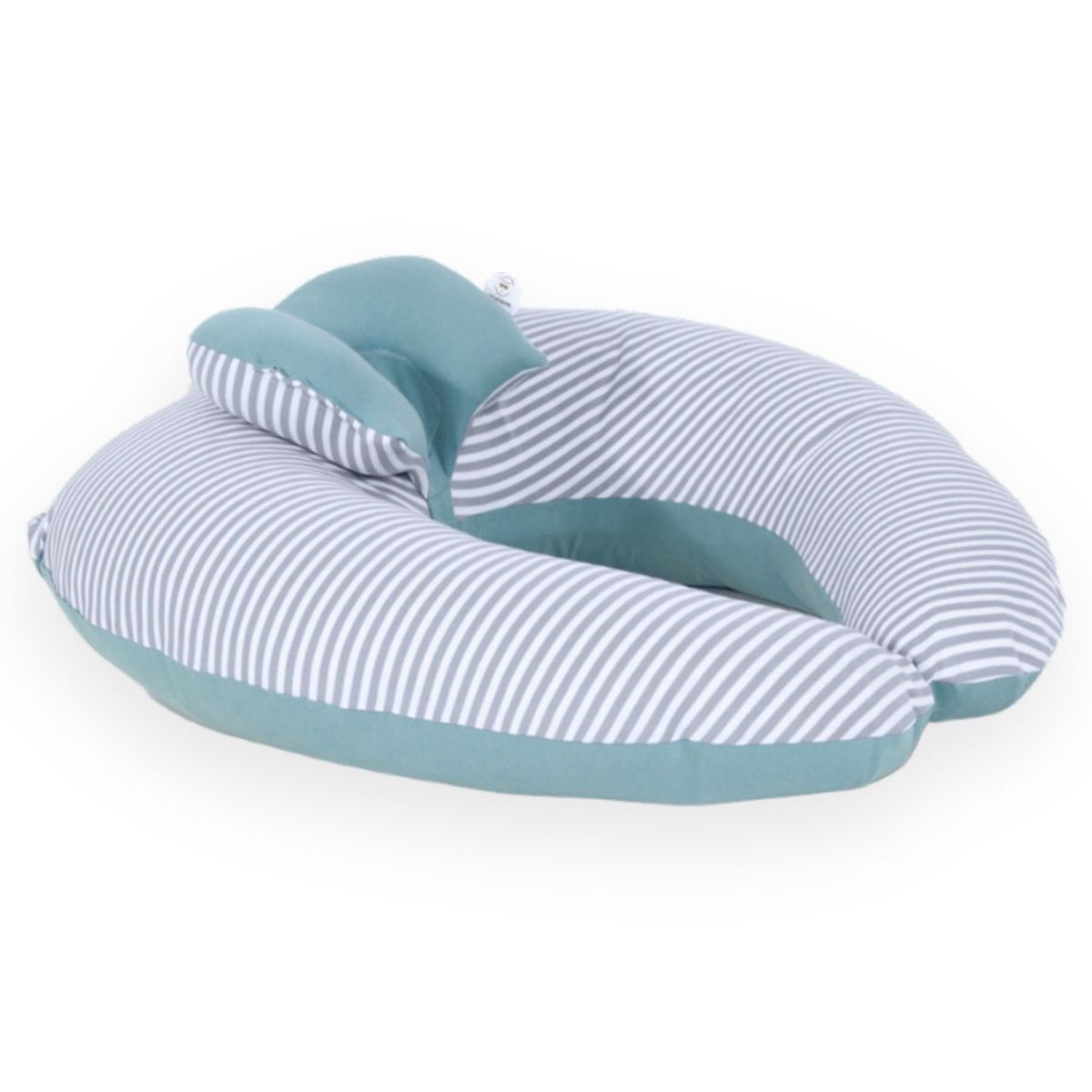 ACOLCHONADITOS - COJIN DE LACTANCIA ACOLCHONADITOS - VERDE CEMENTO CON RAYAS PLOMAS