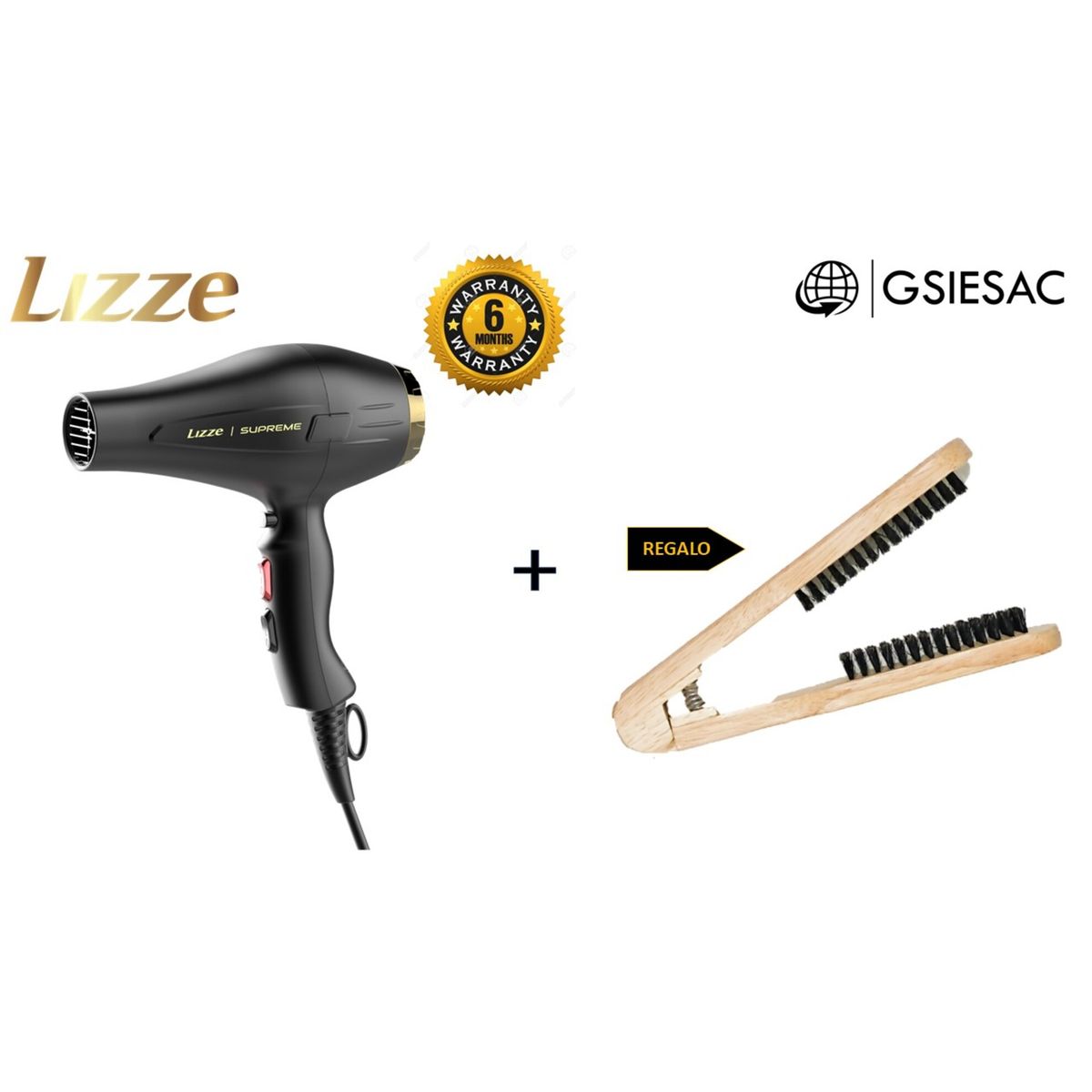 LIZZE - LIZZE PACK SECADORA SUPREME 2600W + REGALO CEPILLO ALISADOR CERDAS MIX