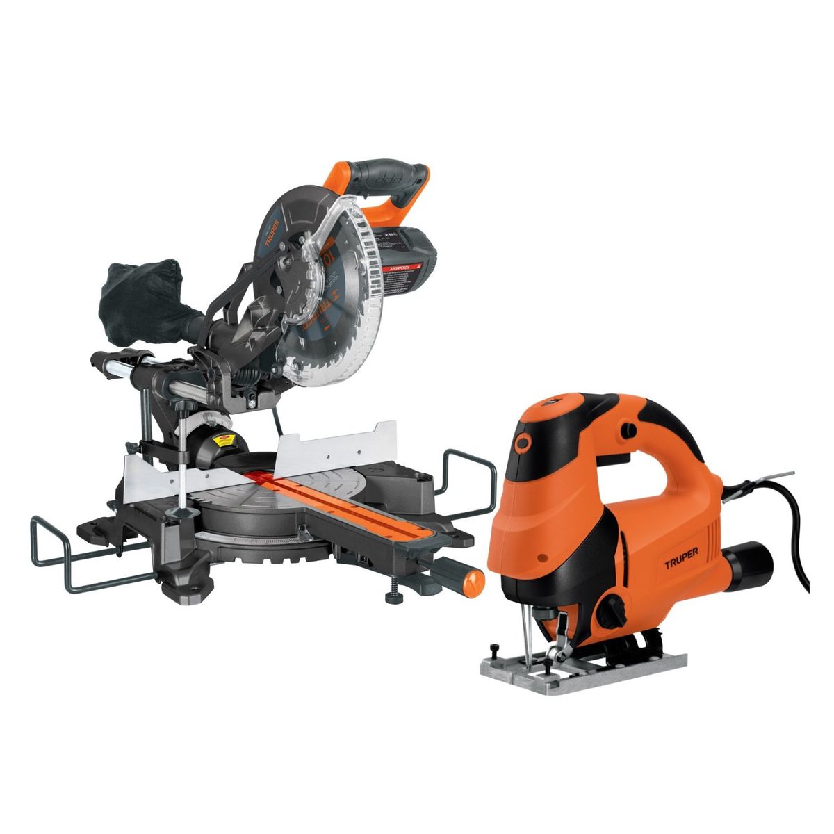 TRUPER - Sierra ingleteadora telescopica 1800w + sierra caladora Truper