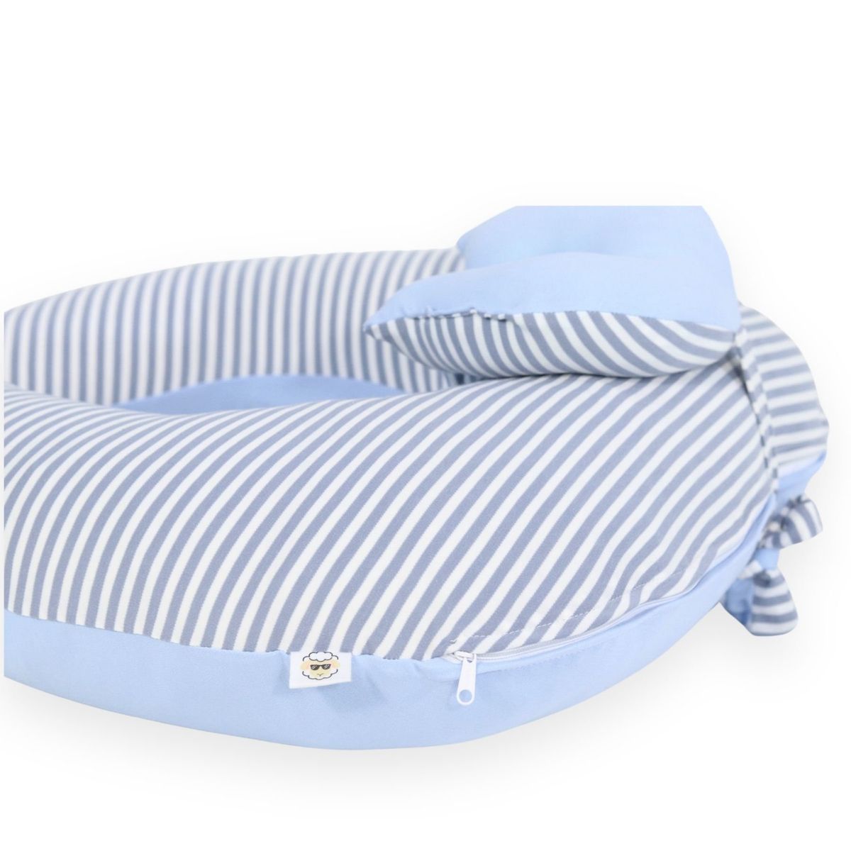 ACOLCHONADITOS - COJIN DE LACTANCIA ACOLCHONADITOS - CELESTE RAYAS PLOMAS