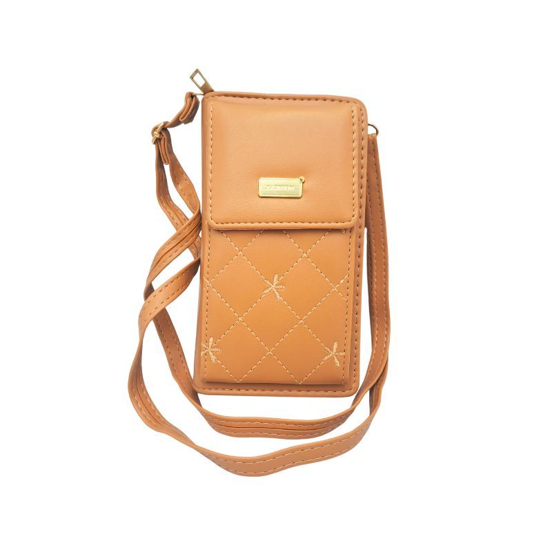 GENERICO - Bolso Cruzado Acolchado para Teléfono Marrón Claro