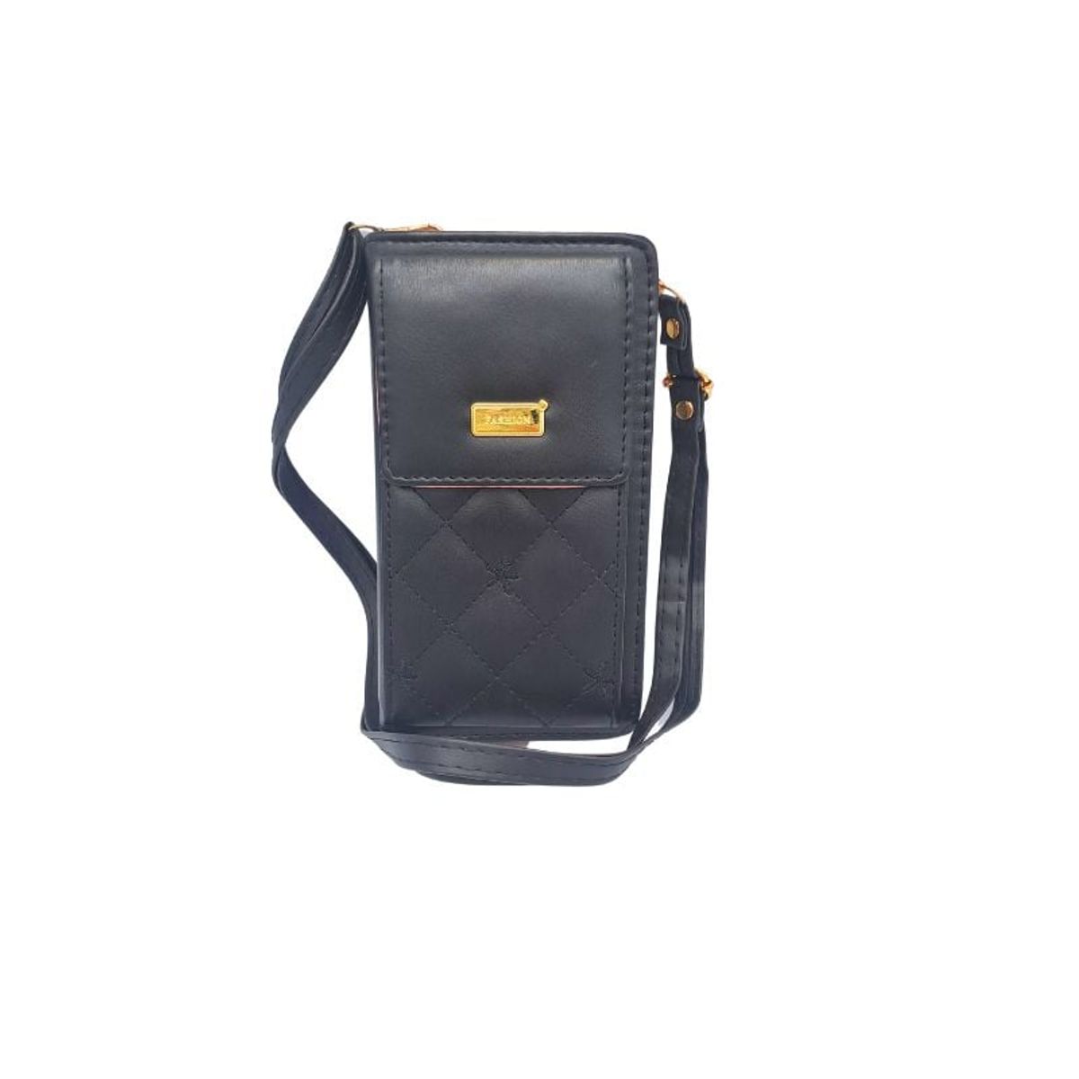 GENERICO - Bolso Cruzado Acolchado para Teléfono Negro