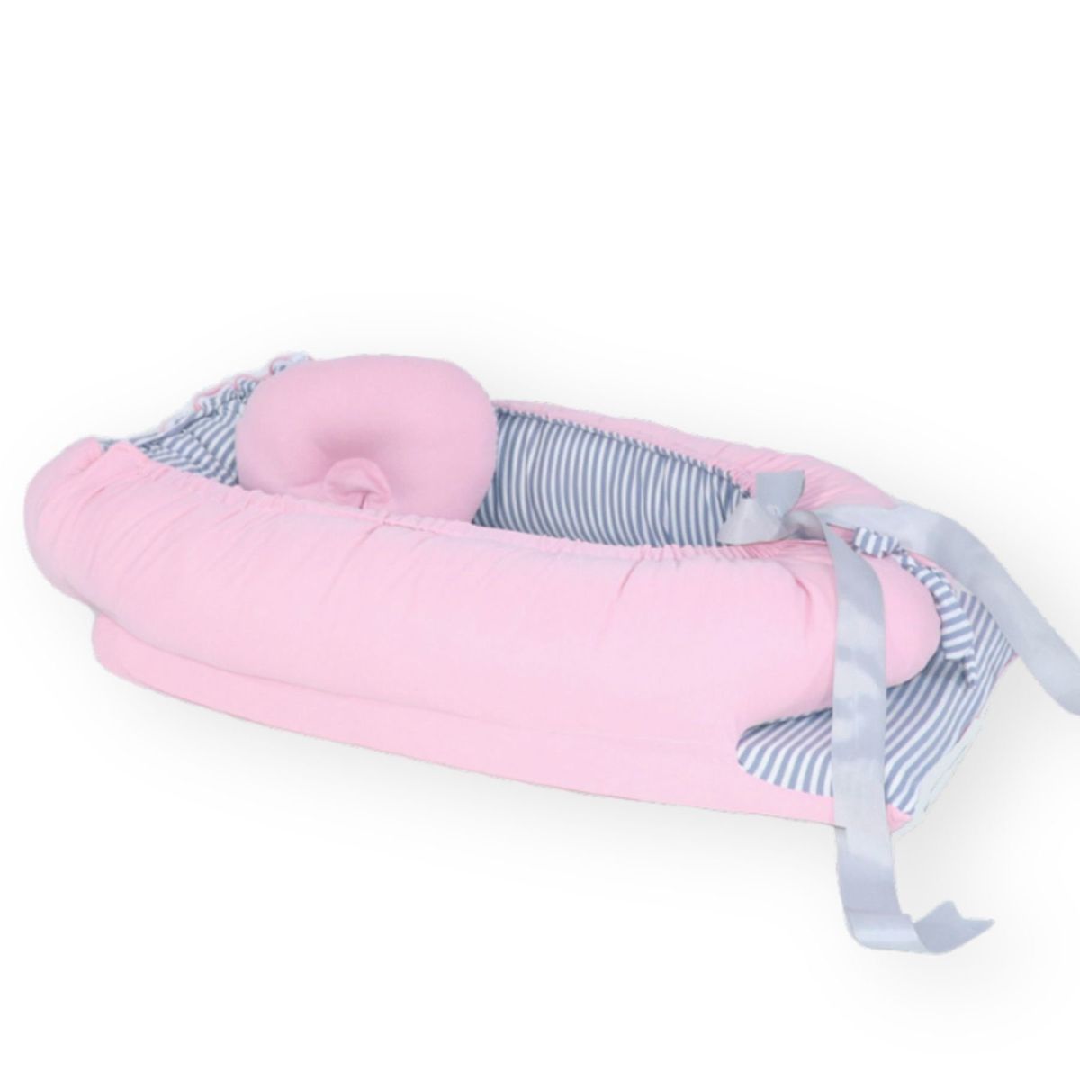 ACOLCHONADITOS - NIDO COLECHO ACOLCHONADITOS - ROSADO RAYAS PLOMAS