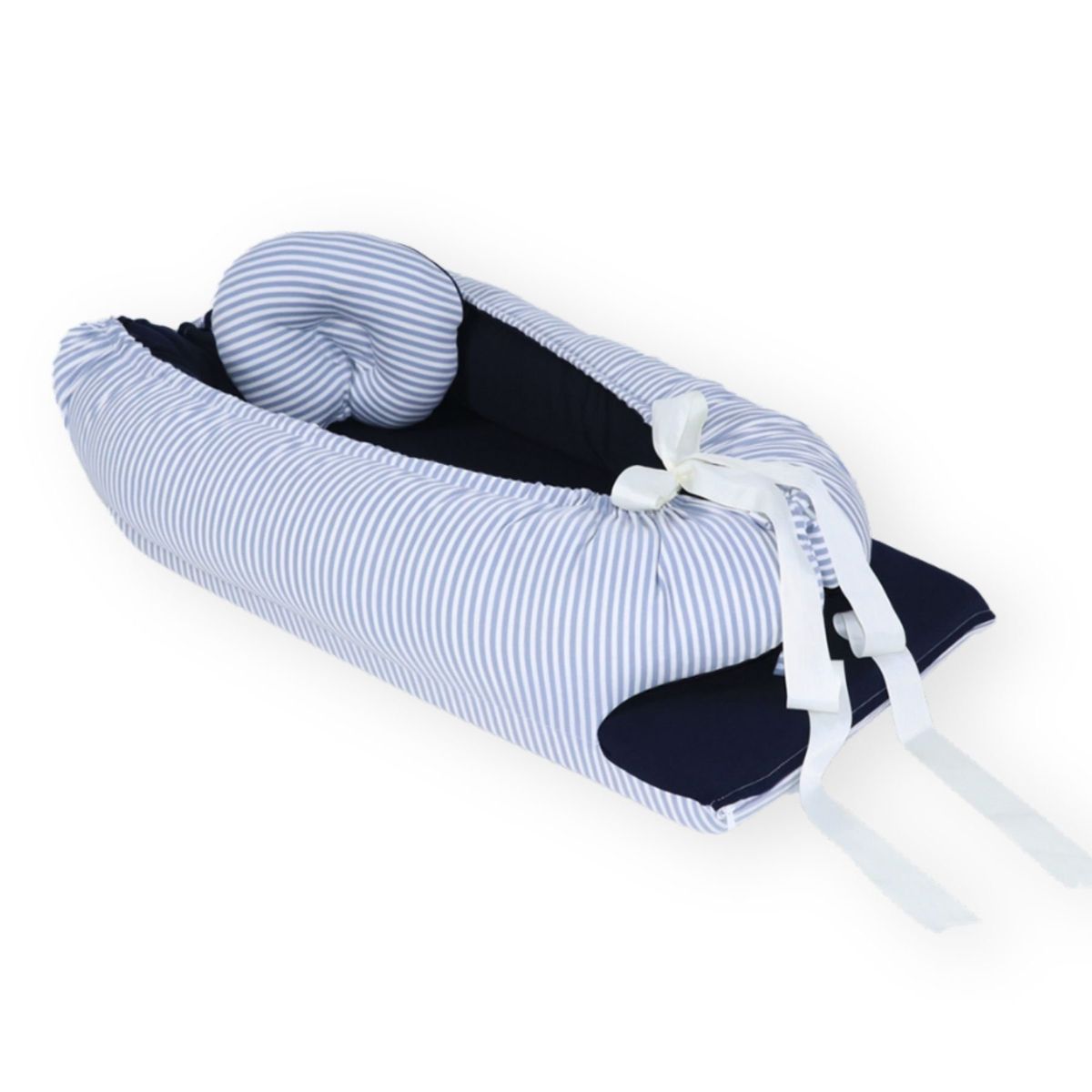 ACOLCHONADITOS - NIDO COLECHO ACOLCHONADITOS - AZUL CON RAYAS PLOMAS