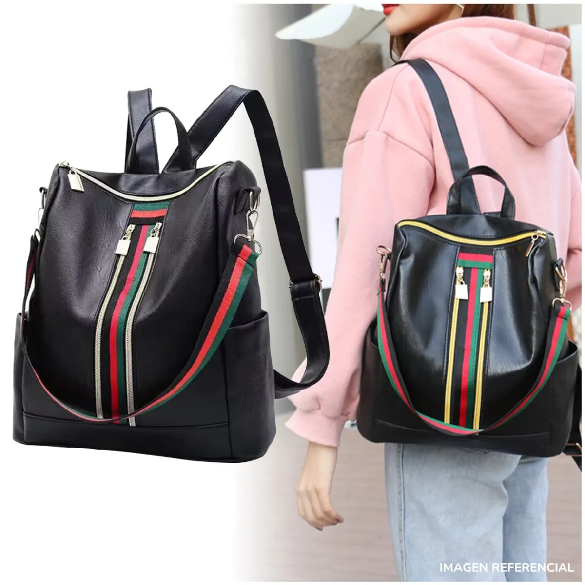 INSPIRA MARKET - Bolso mochila mujer anti robo Elegante Cuero PU