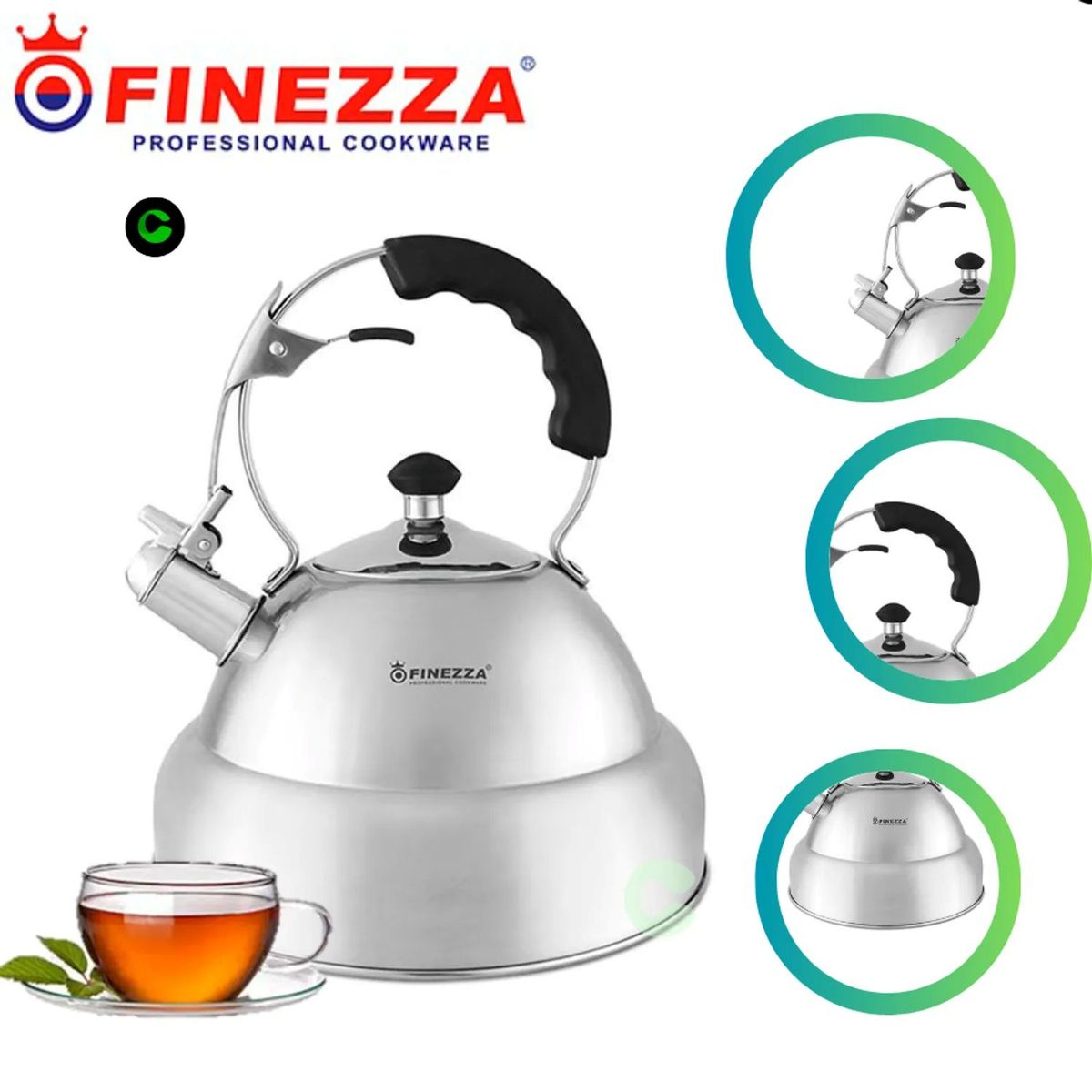 FINEZZA - Tetera de acero inoxidable de 5Lt finezza FF-T0030 AZUL - NEGRO